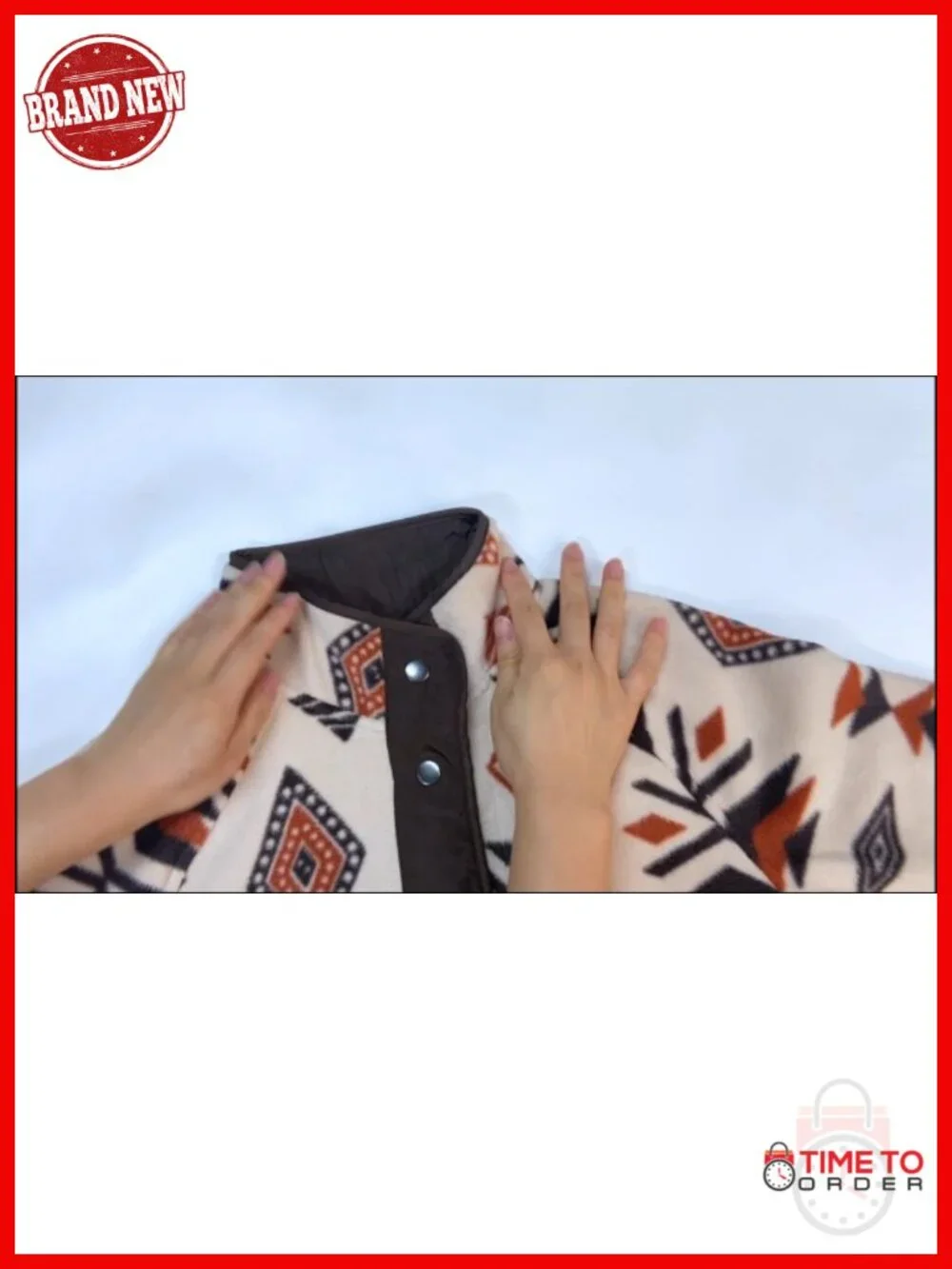 Women's Western Aztec Print Fleece Shacket Snap Button Jacket with Pockets